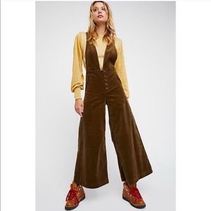 Free People Green Corduroy Jumpsuit